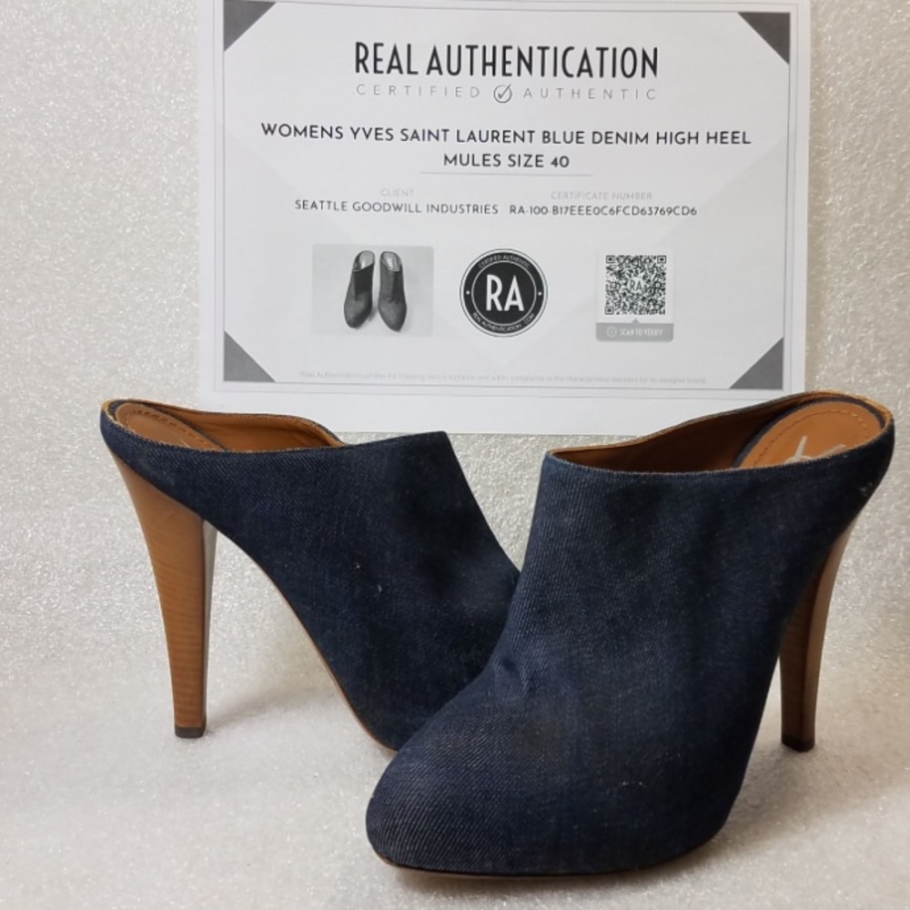 Yves Saint Laurent Blue Denim Mule
